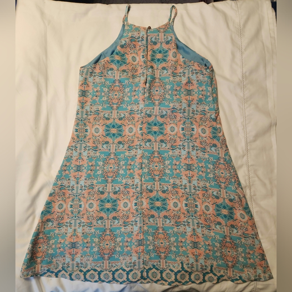 Decree Women's Tank Dress Fully Lined Pink and Green Size Medium - Picture 5 of 6